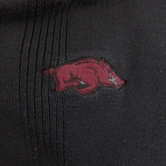 Ashworth Mens Sweater Vest Size Large Golf Silk Blend Black Arkansas Razorbacks - Picture 2 of 6